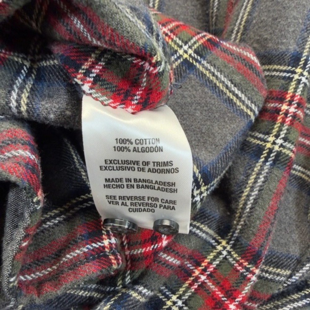 Woolrich Mens XL Flannel Shirt Gray Red Plaid Cotton Button Down Pockets - Picture 8 of 8